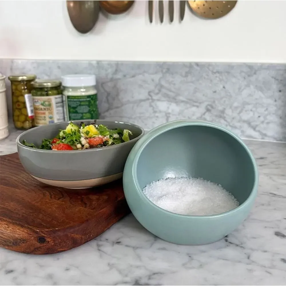 NIB Year & Day Salt Cellar Ceramic Stoneware Kitchenware Palm Blue Green - Picture 11 of 11